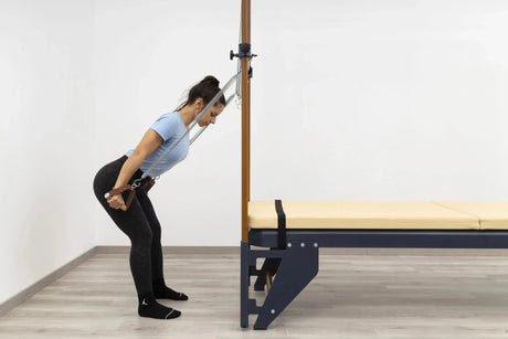  HEGREN Leather Wood Handles designed for Pilates equipment, featuring durable leather straps and smooth wooden grips.