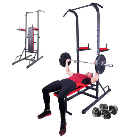 inSPORTline Cement dumbbell set with dip station CEM 180 + 40 cm/30 mm 80 kg InSportLine Pull-Up & Dip Stations