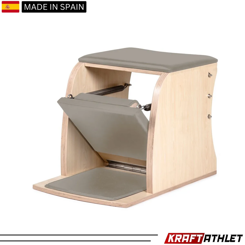 "Elina Pilates Wunda Chair – Compact and ergonomic Pilates chair for core strength and stability training."

