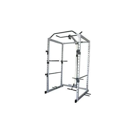 Force USA Home Power Rack Combo with removable lat pulldown bar and sturdy steel frame.
