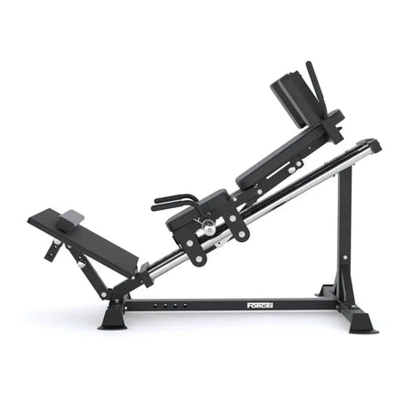 Force USA Compact Leg Press & Hack Squat V3 with adjustable footplate and ergonomic shoulder pads.
