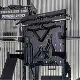 Force USA Storage Rack Pro – versatile storage rack with pegboard design and transport wheels.
