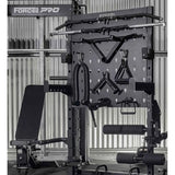 Force USA Storage Rack Pro – versatile storage rack with pegboard design and transport wheels.
